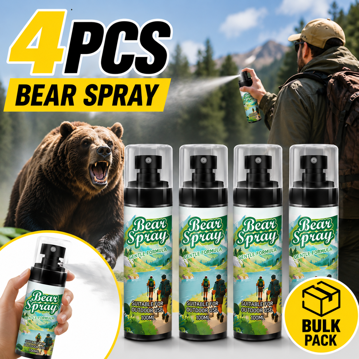 Bear Spray Protection - Portable Bear Repellent Spray Outdoor Animal