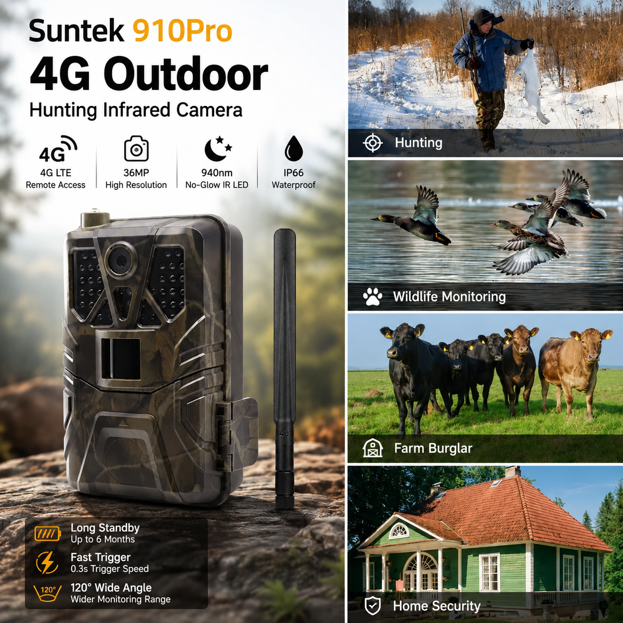 Outdoor Hunting Video Camera - 4K 30fps Trail Camera with APP