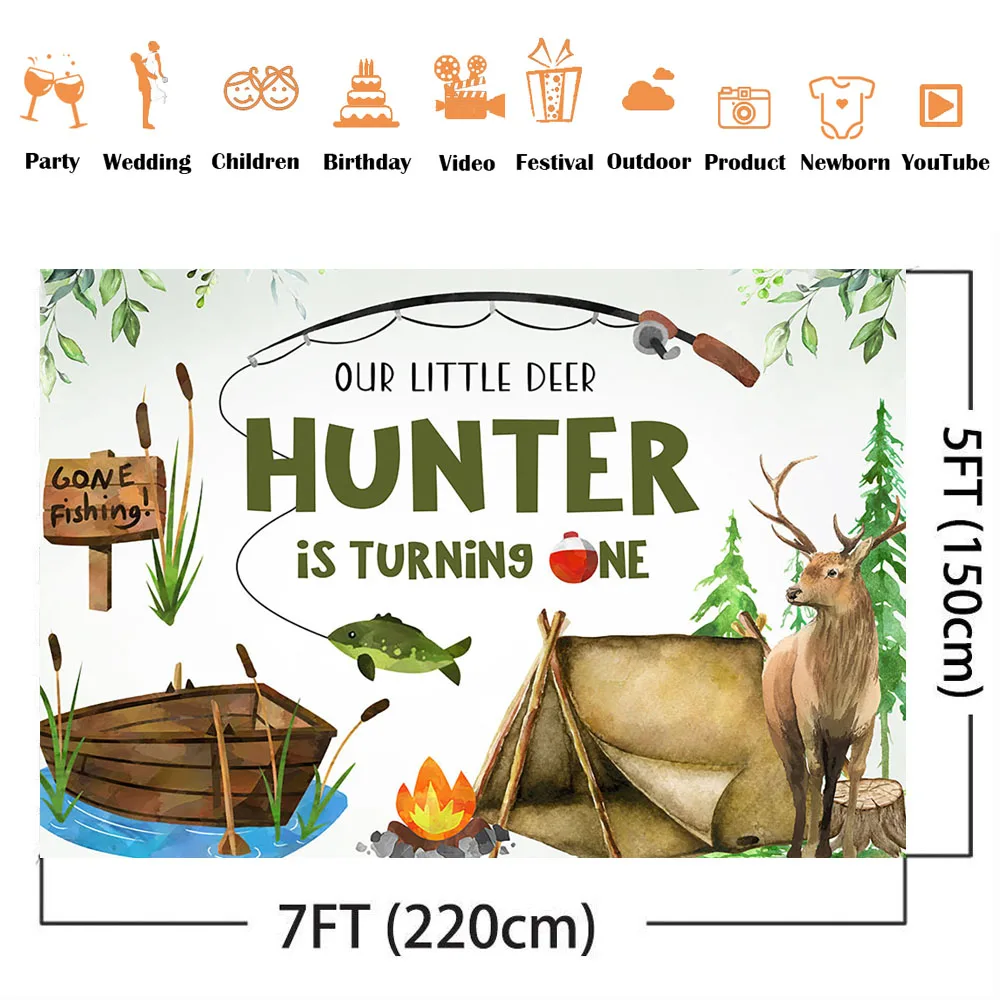 Hunting Fishing Birthday Backd - Hunting Outdoor Background のレビューと価格