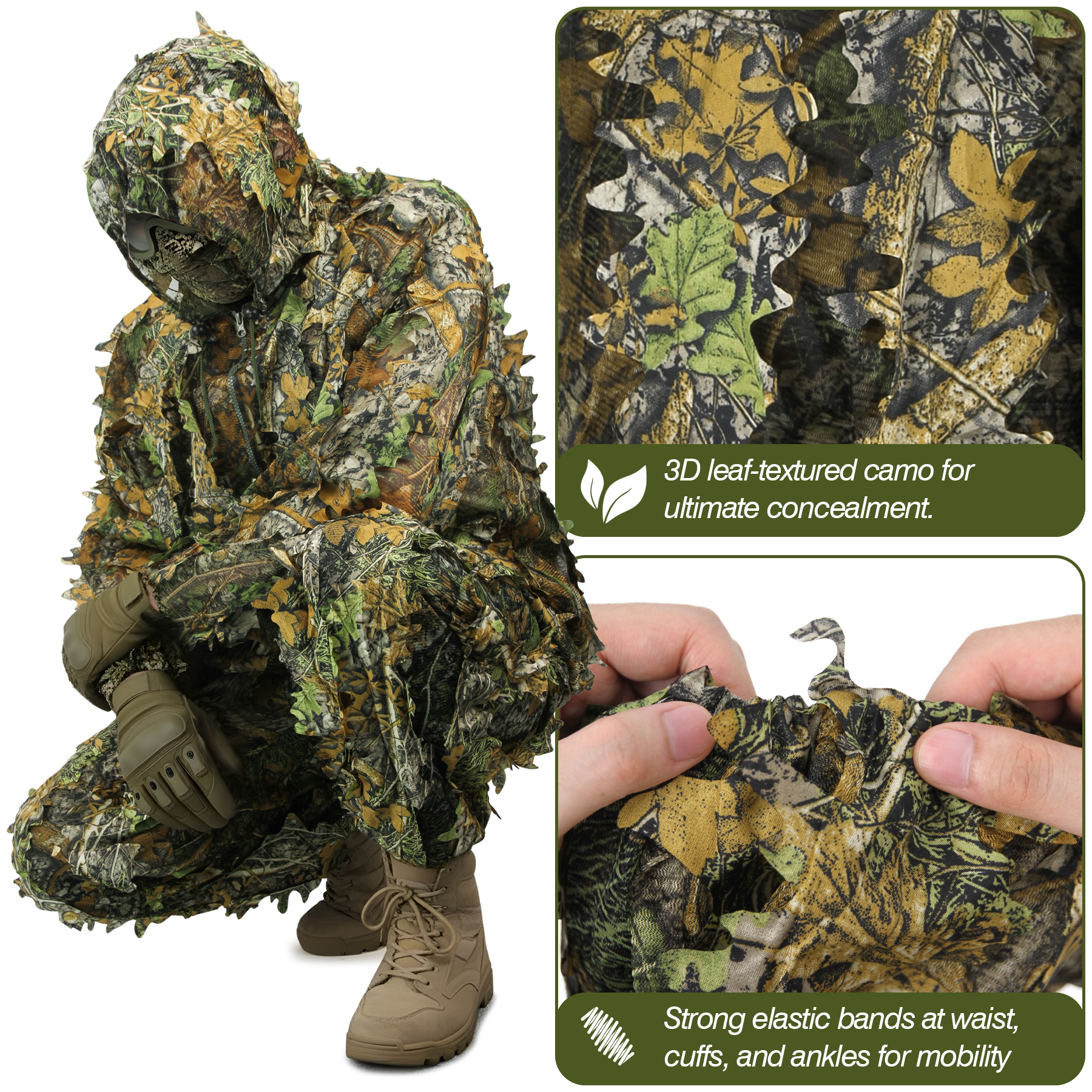 3D Camo Leaf Ghillie Suit Brea - Hunting Outdoor Watch のレビューと価格