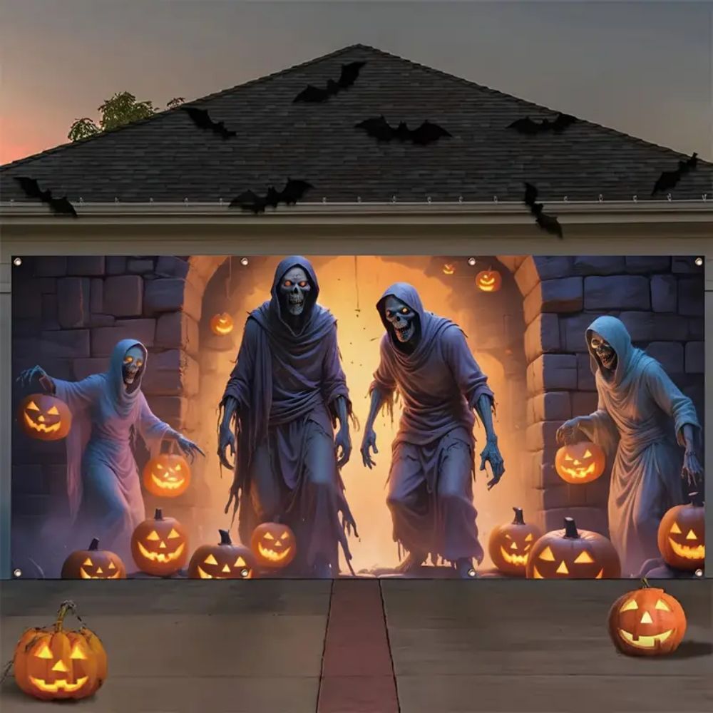 VIKAMA Halloween Garage Banner - Hunting Outdoor Background のレビューと価格